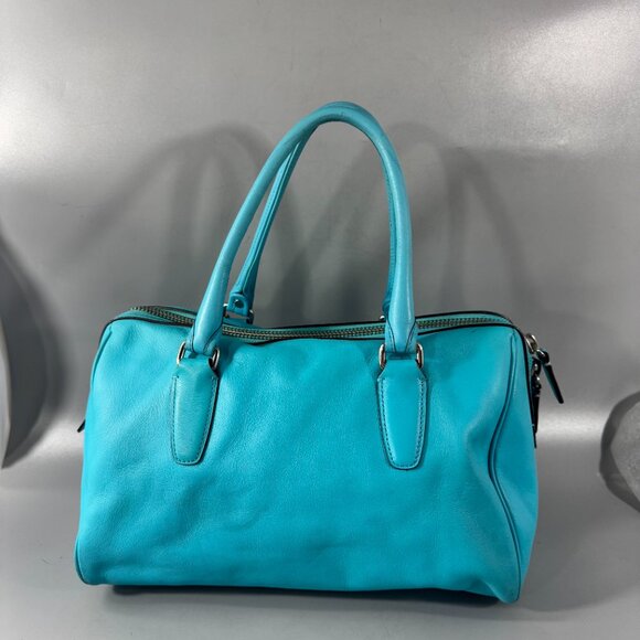 COACH # 23577 LEGACY PERFORATED Leather HALEY Satchel Bag ROBIN/CHALK - Picture 5 of 13